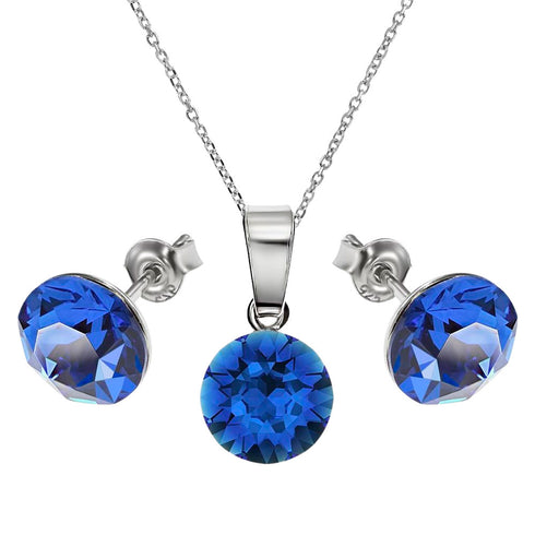 Sudraba komplekts "Klasika (Capri Blue)" ar Swarovski™ kristāliem